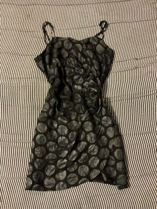 Sleek Black Polka Dot Mini Dress
