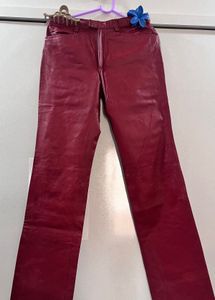 Maroon Faux Leather Pants