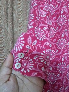 Pink Floral Print Kurta
