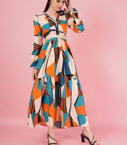 Abstract Print Cutout Midi Dress