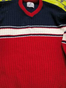 V-Neck Striped Knit Sweater