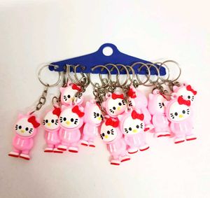 Set of 12 Cute Pink Hello Kitty Keychains