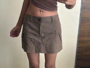 Vintage Brown low waist Mini Skirt