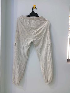 Beige Casual Pants with Side Pockets