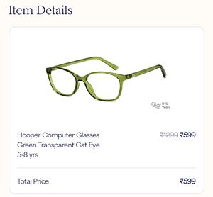 Hooper Zero Power Computer Glasses For Kids