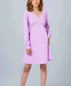 Lavender V-Neck Mini Dress