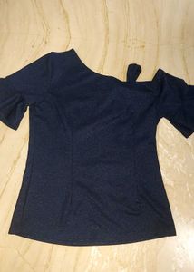 One-Shoulder Navy Blue Top – Size S