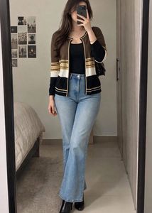 korean style imported Striped Open Front Cardigan