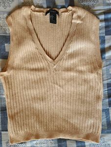 Ribbed V-Neck Sleeveless Sweater Vest