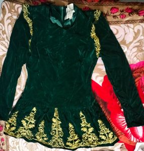 Vintage Green Velvet Dress