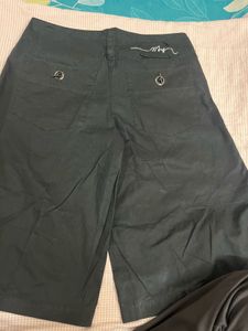 mango Black Cropped Wide-Leg Pants
