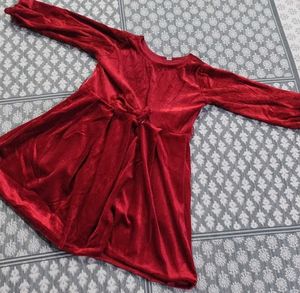 Elegant Red Velvet Dress