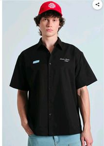 NEW Bonkers Black Short Sleeve Button-Up Top