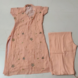 Peach Kurta and Pant Set