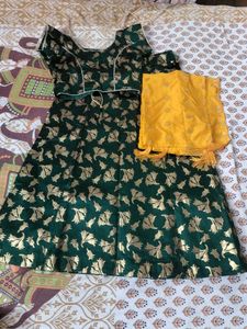 Green Yellow Girls Lahenga Choli