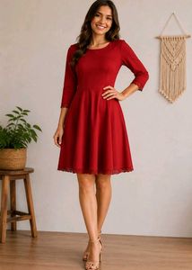 Harpa Chic Red Dress ❤️with Lace Detail