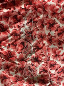 red floral 4 miter dress material