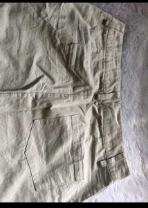 Beige Cargo Midi Skirt