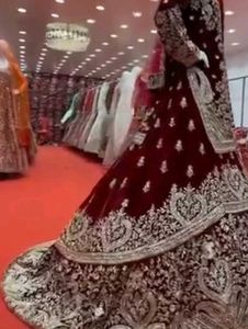 Elegant Maroon Velvet Lehenga Choli