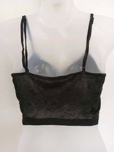 Black Ruched Tie-Front Crop Top