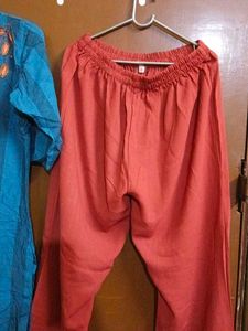 Blue Kurta Set with Red Pants