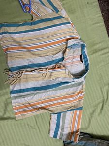 Striped Tie-Up Kurta Top