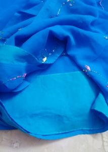 Blue Embroidered Saree