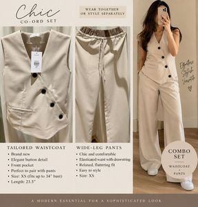 Chic Beige Co-ord Set - Waistcoat & Pants