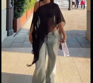 Sheer Black Flowy y2k Top