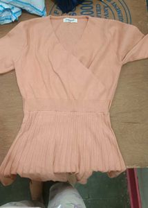 Peach Wrap Knit Top