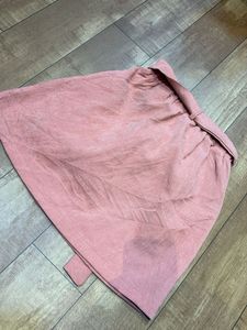 Pink Corduroy Button-Up Skirt with Belt