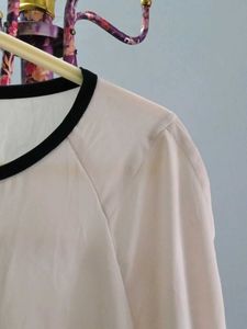 Sheer Chiffon Top with Black Trim