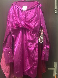 Chic Fuchsia Satin Draped Dress