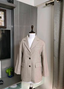 Beige Herringbone Tailored Blazer