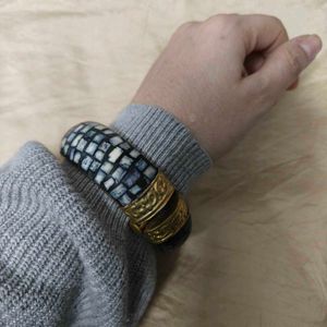 Vintage Mosaic Brass Bangle