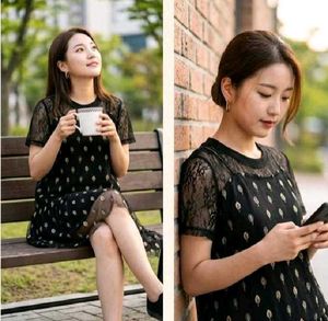💖💯Korean Black Mini Dress with Stretchable Cotto