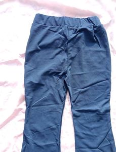 Blue Flared Pants with Gold Detail