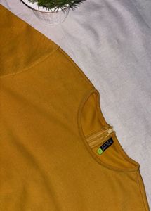 mustard yellow crop top for women (Size-L)