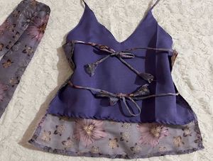 Floral backless top and Plazzoo with Scarf