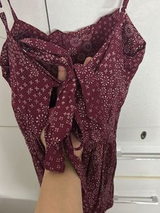 Maroon Floral Spaghetti Strap Top