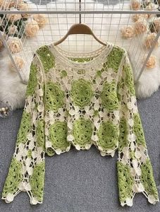 Crochet Knit Floral Crop Top