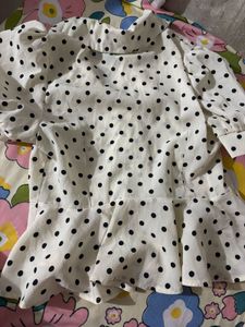 Chic Polka Dot Peplum Top