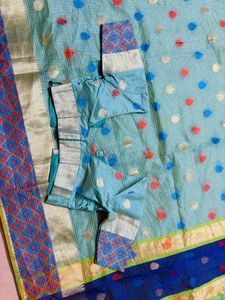 Beautiful Teal Saree with Blouse