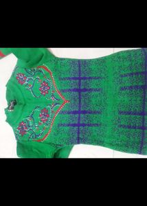 Green Floral Knit Top