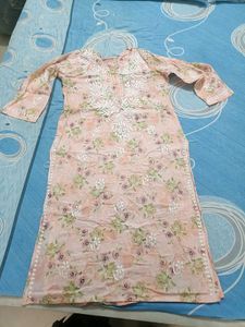 Floral Print Embroidered Kurta