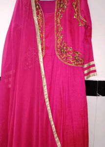 Elegant Pink Embroidered Ethnic Gown