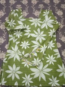 Green Floral Print Kurta