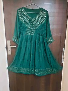 Elegant Emerald Green Kurta Set with Du