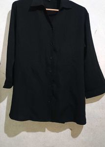 Women Classic Black Button-Down Shirt
