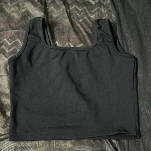 Black Square Neck Crop Top